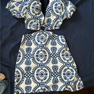 Blue & white short dress